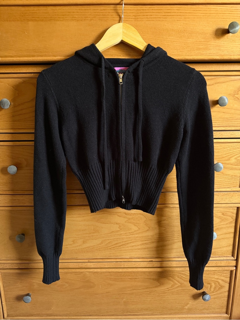 Edikted Desiree Knitted Hooded Cardigan Black Womens Size Small Cozy Whimsigoth - Picture 4 of 10